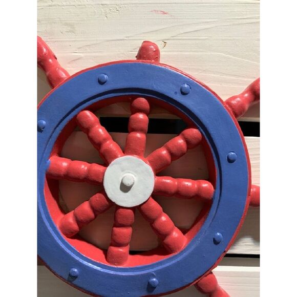 Scratch & Dent Red, White, and Blue Nautical Wooden Wall Pegs - Picture 5 of 5